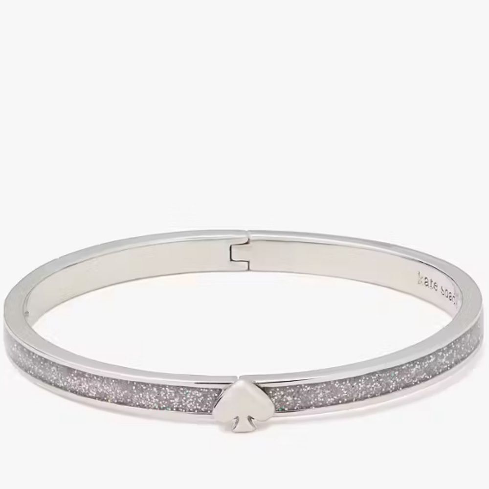 Kate Spade Everyday Spade Glitter Enamel Silvertone Hinge Bracelet
